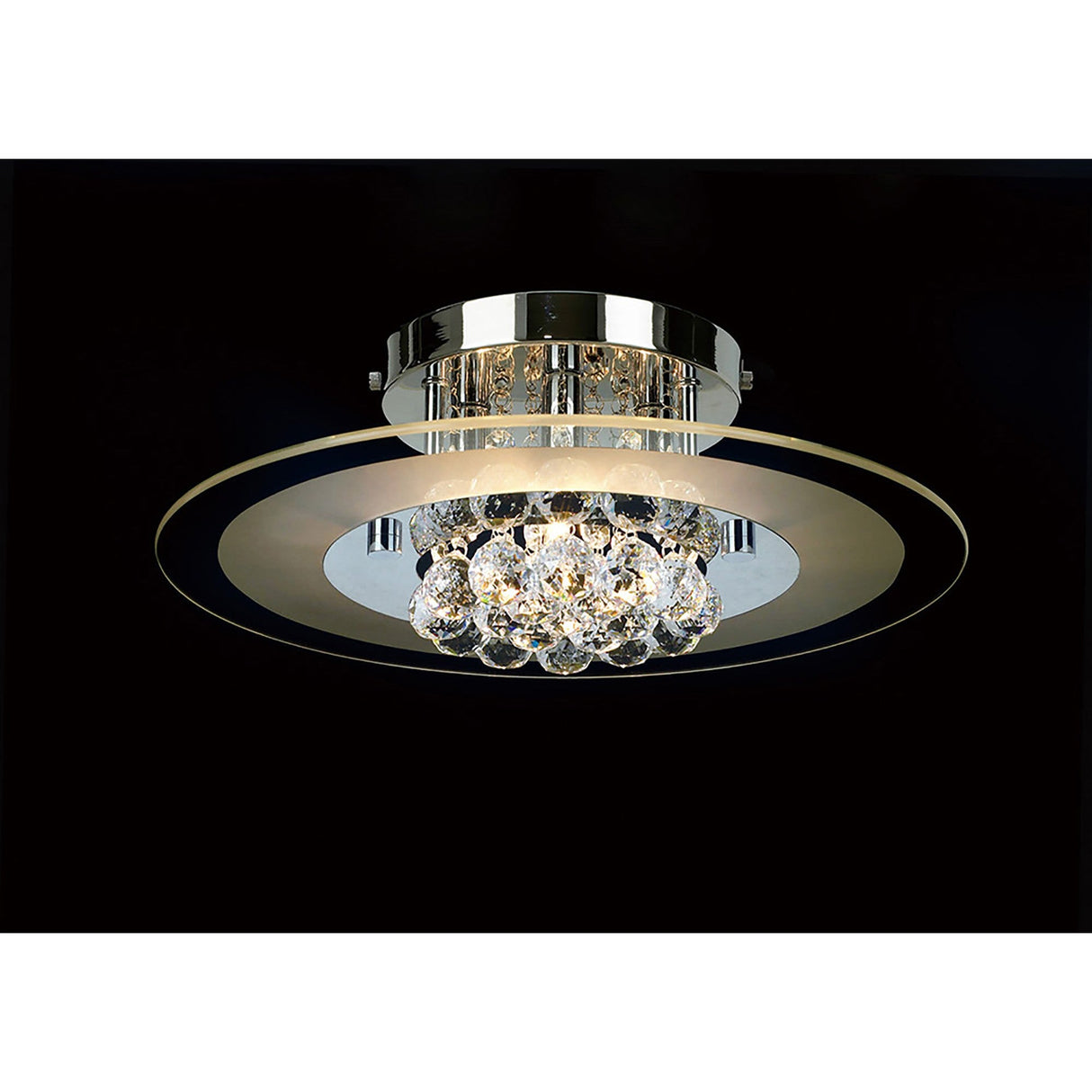 Delmar 4 Light Round Glass/Crystal Flush Ceiling Light - Polished Chrome