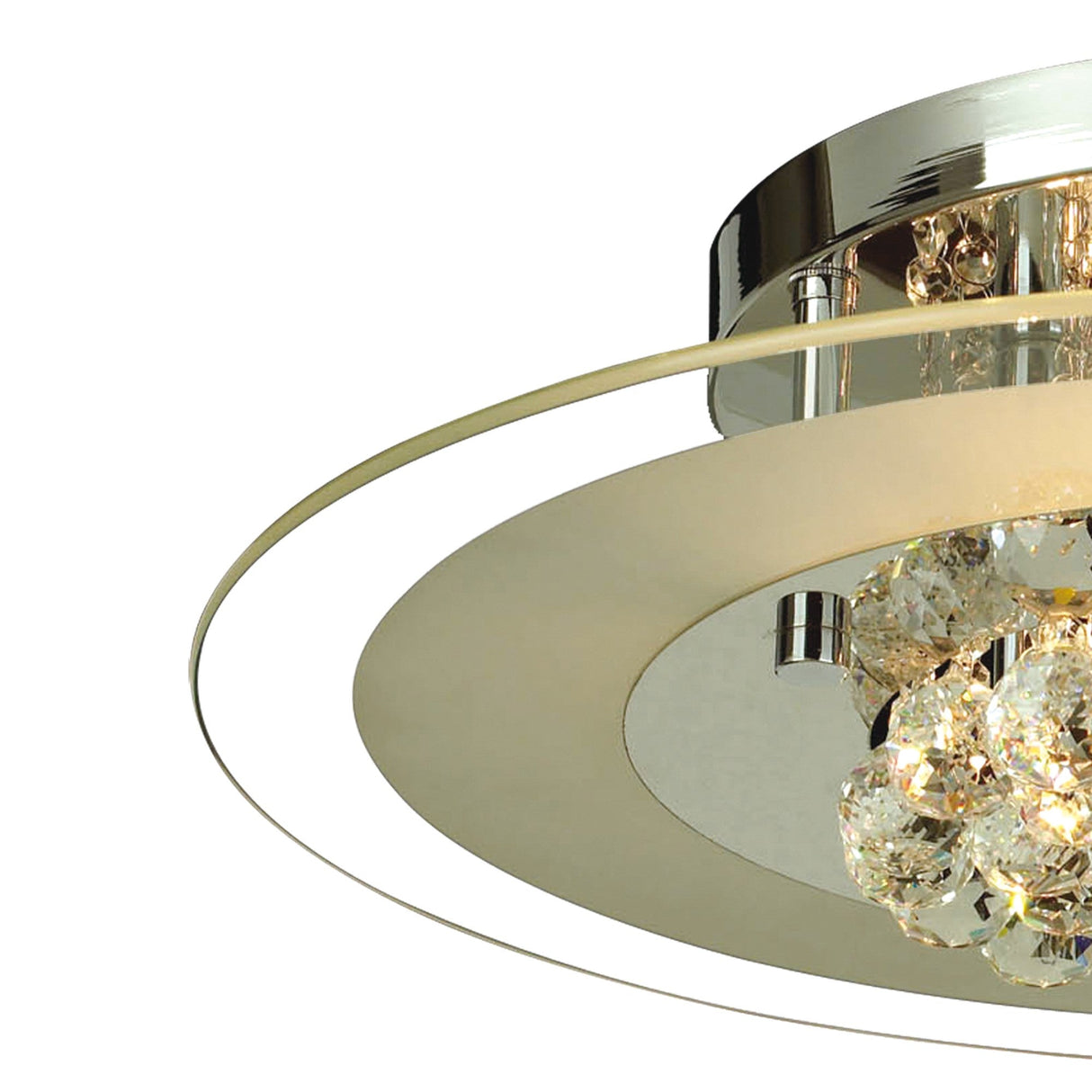 Delmar 6 Light Round Glass/Crystal Flush Ceiling Light - Polished Chrome