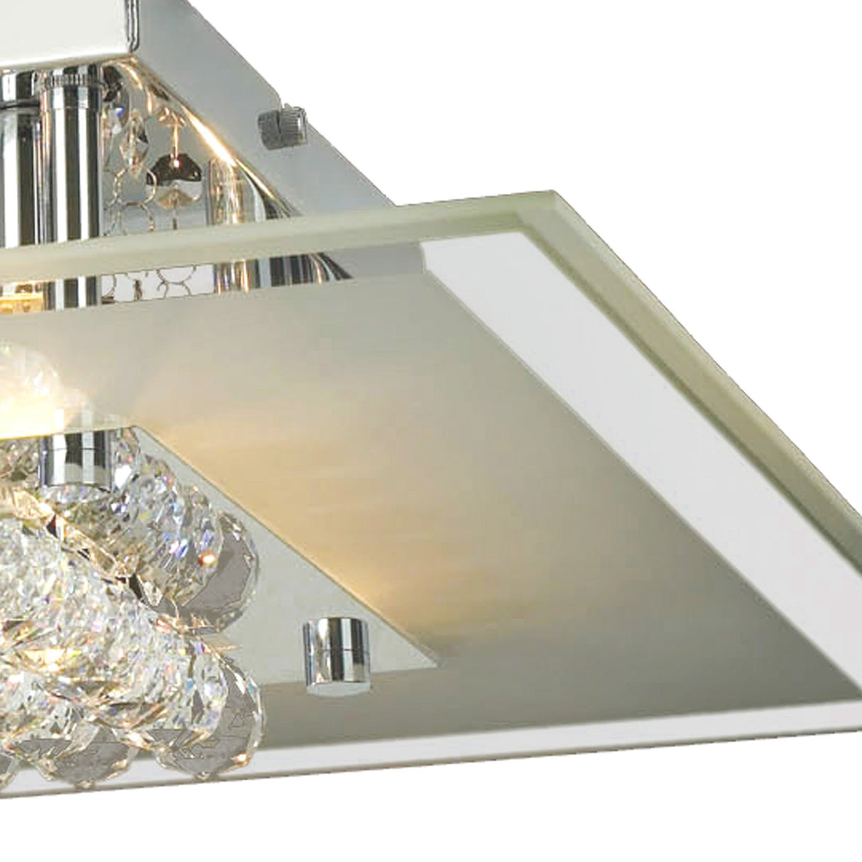 Delmar 6 Light Square Glass/Crystal Flush Ceiling Light - Polished Chrome