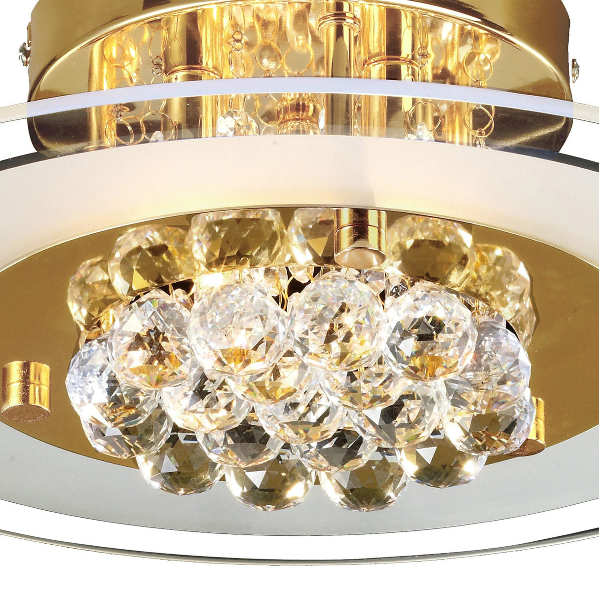 Delmar 4 Light Round Glass/Crystal Flush Ceiling Light - French Gold