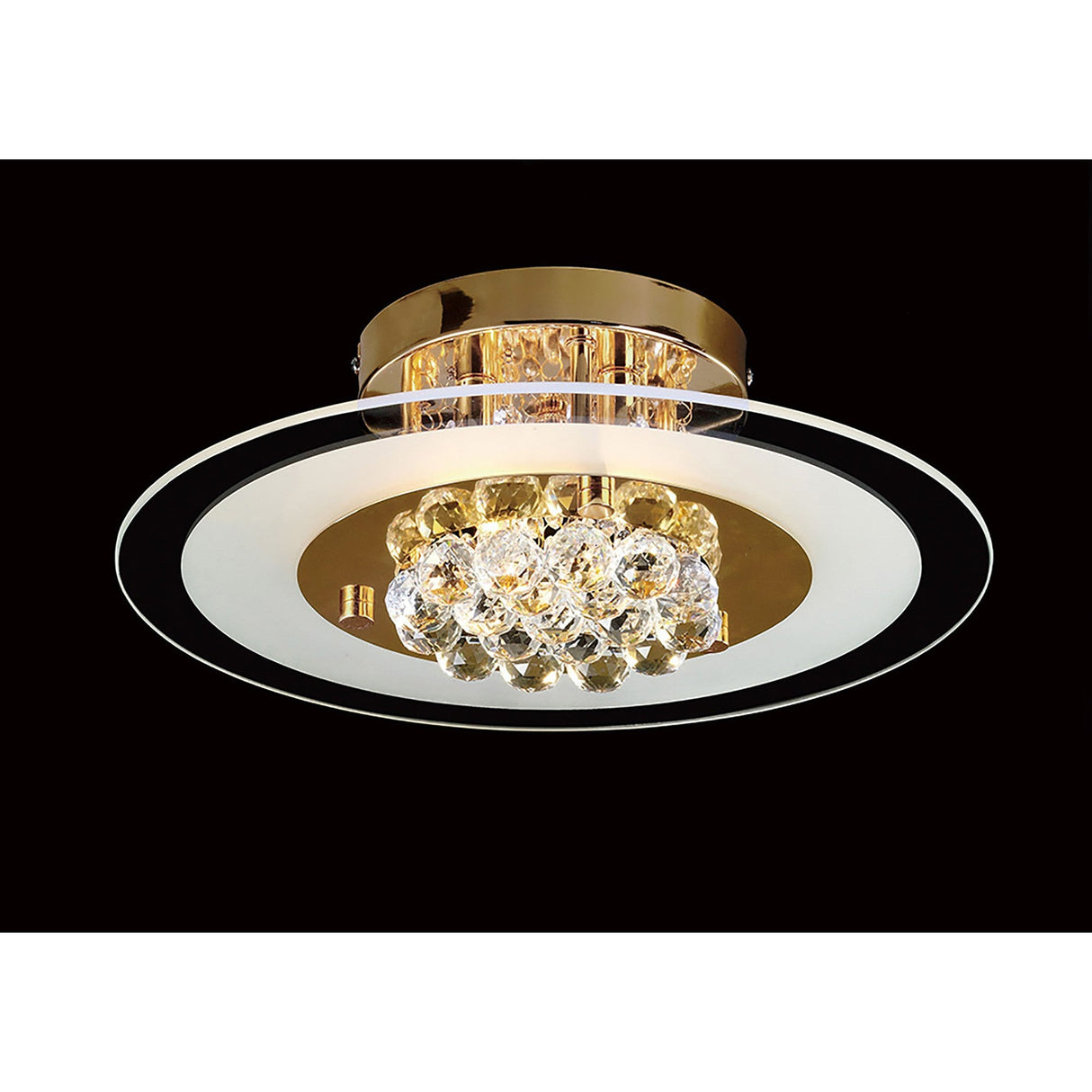 Delmar 4 Light Round Glass/Crystal Flush Ceiling Light - French Gold