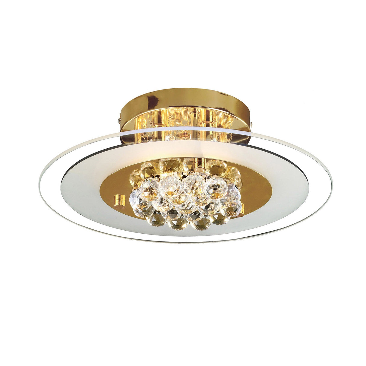 Delmar 4 Light Round Glass/Crystal Flush Ceiling Light - French Gold