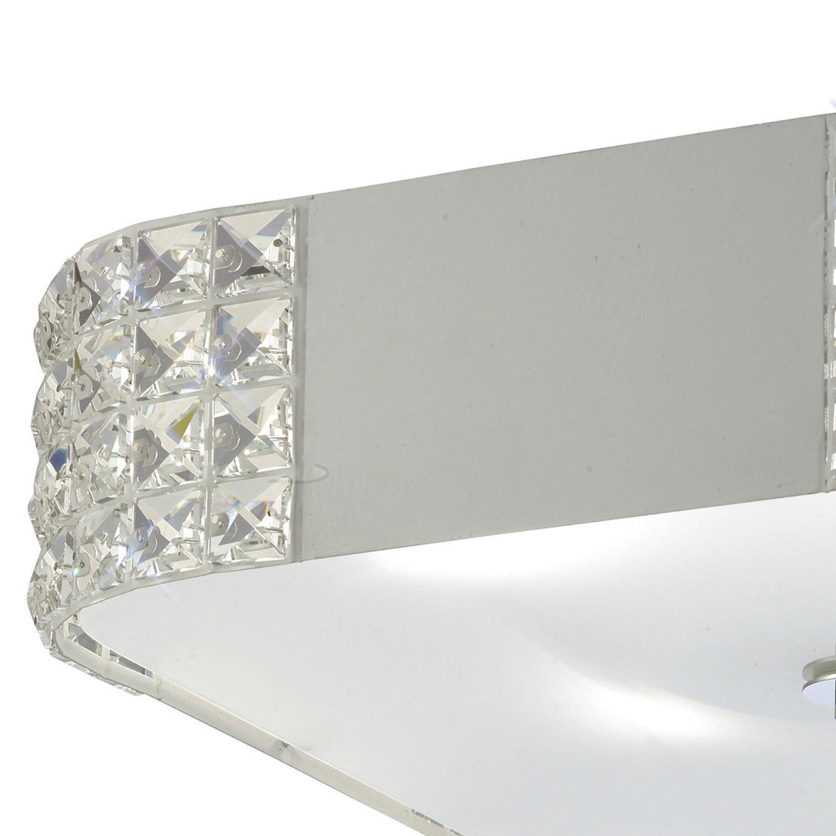 Denver 4 Light Frosted Glass Flush Ceiling Light - White & Chrome