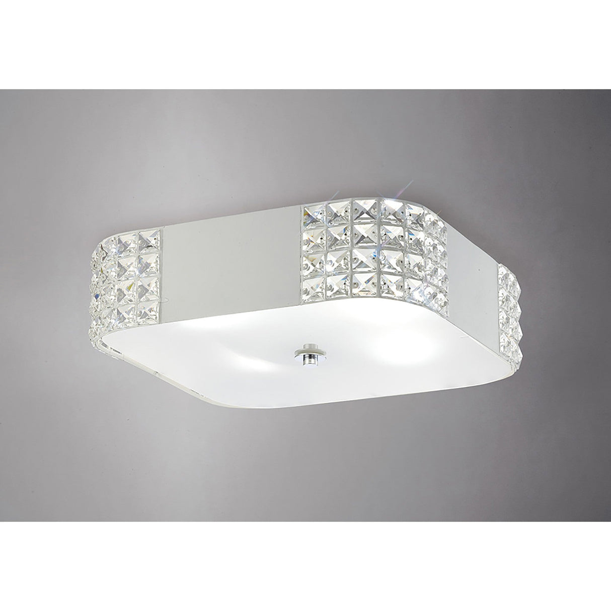 Denver 4 Light Frosted Glass Flush Ceiling Light - White & Chrome