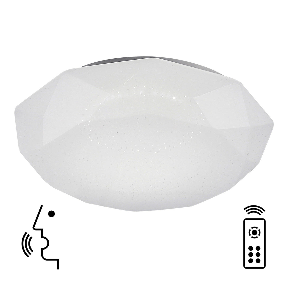 Diamante Large Smart CCT Dimmable LED Flush Ceiling Light With Remote Control & App & Voice Control - White