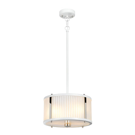 Corona 2 Light Pendant - White Satin Painted/ Polished Nickel