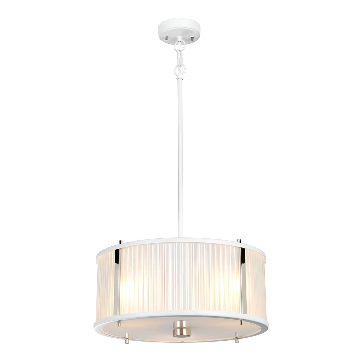 Corona 3 Light Pendant - White Satin Painted/ Polished Nickel