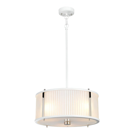 Corona 3 Light Pendant - White Satin Painted/ Polished Nickel