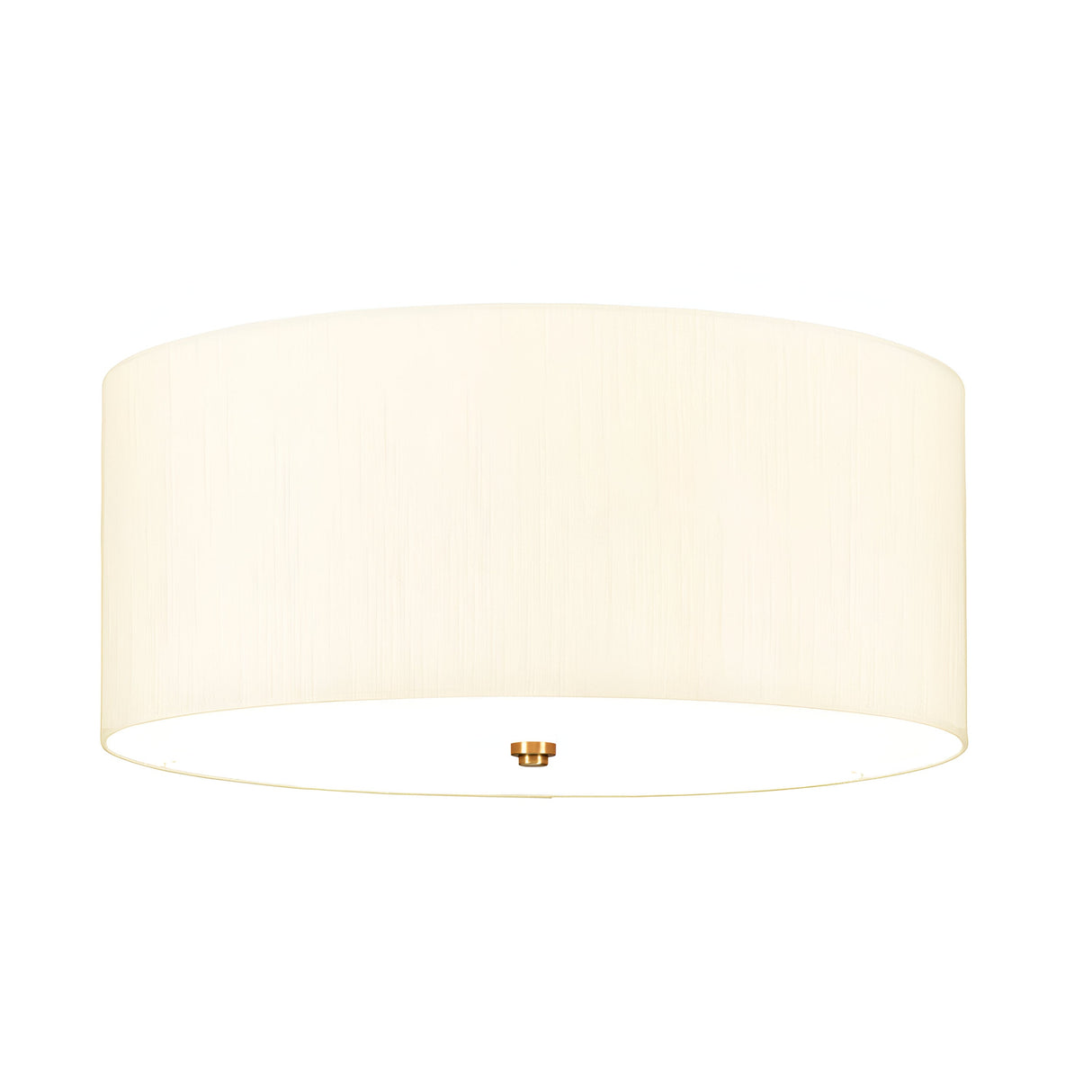 The Fletcher 22" Flush in aged brass combines an ivory shade with a smooth, simple round design. This ceiling fixture offers a warm, soft glow, making it perfect for modern interiors.