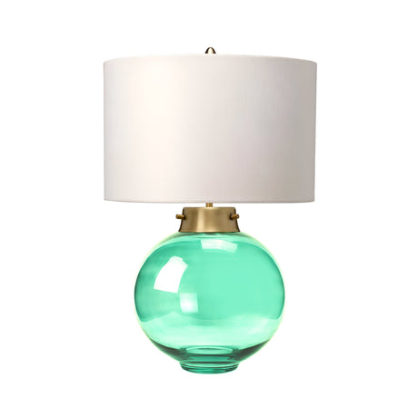 Kara Table Lamp - Aged Brass - Dark Green Glass
