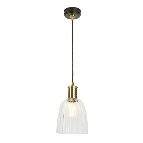 Douille 1 Light Pendant - Black/Polished Brass