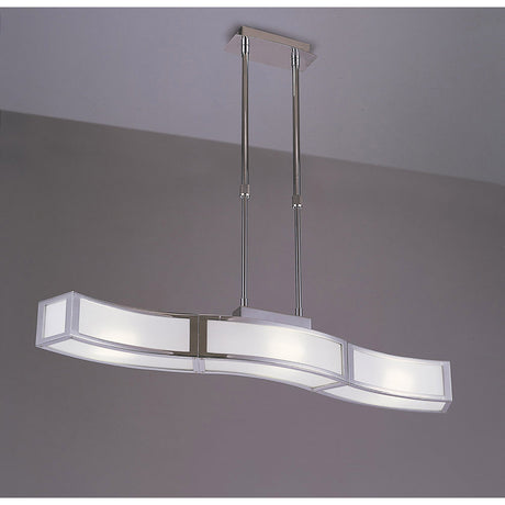 Duna 83cm 3 Light Linear Suspension Light - Polished Chrome & White