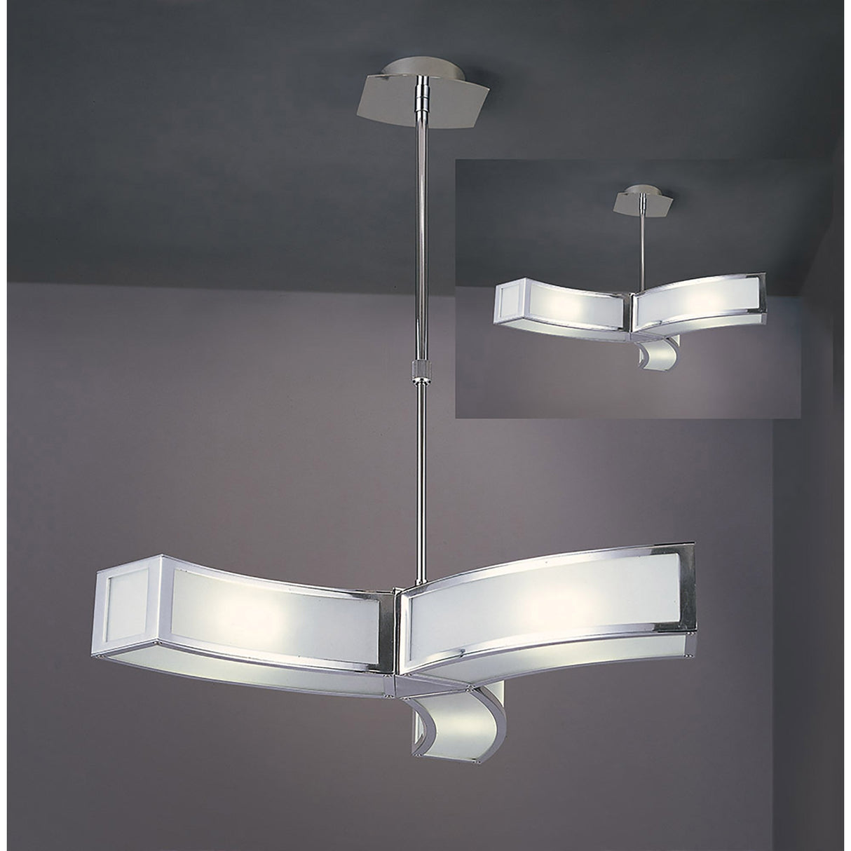 Duna 62cm 3 Light Suspension Light - Polished Chrome & White