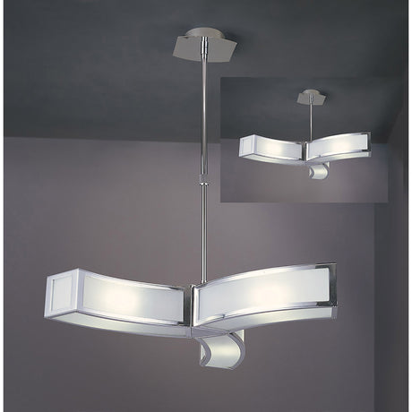 Duna 62cm 3 Light Suspension Light - Polished Chrome & White