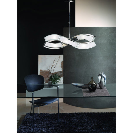 Duna 81cm 6 Light Linear Suspension Light - Chrome & White