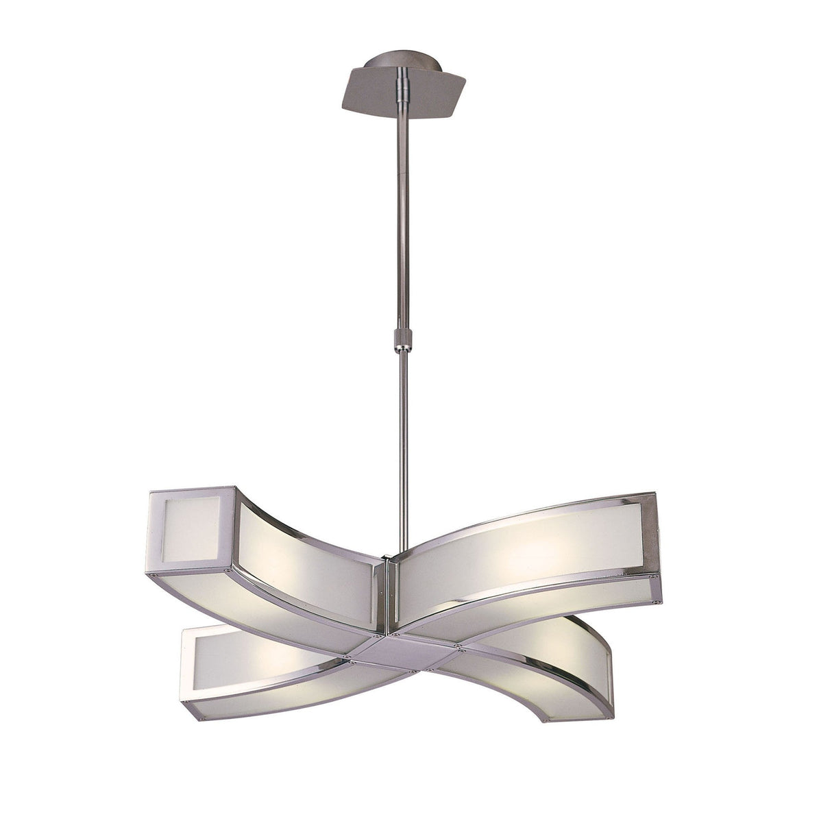 Duna 65cm 4 Light Curved Suspension Light - Polished Chrome & White