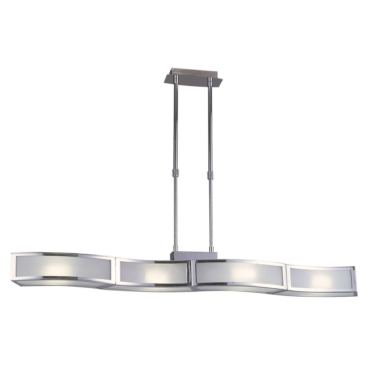 Duna 110cm 4 Light Linear Suspension Light - Polished Chrome & White