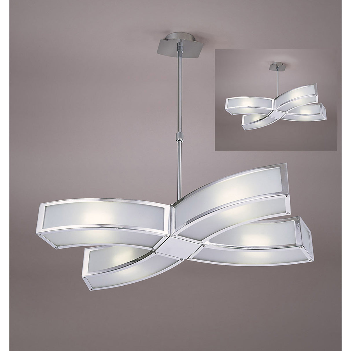 Duna 57cm 4 Light Suspension Light - Polished Chrome & White