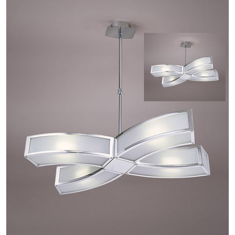 Duna 57cm 4 Light Suspension Light - Polished Chrome & White