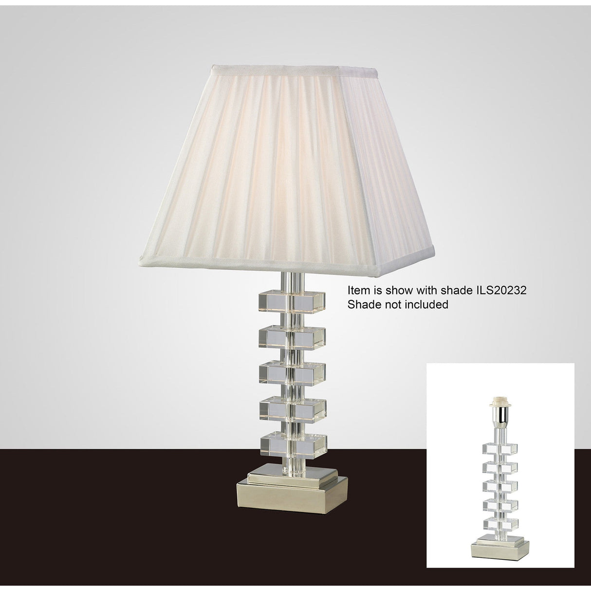 Dusit 1 Light Crystal Table Lamp - Silver (Without Shade)