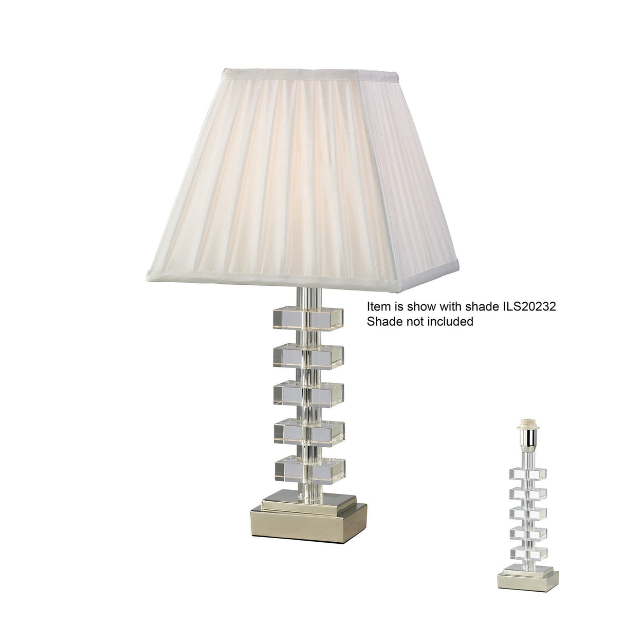 Dusit 1 Light Crystal Table Lamp - Silver (Without Shade)