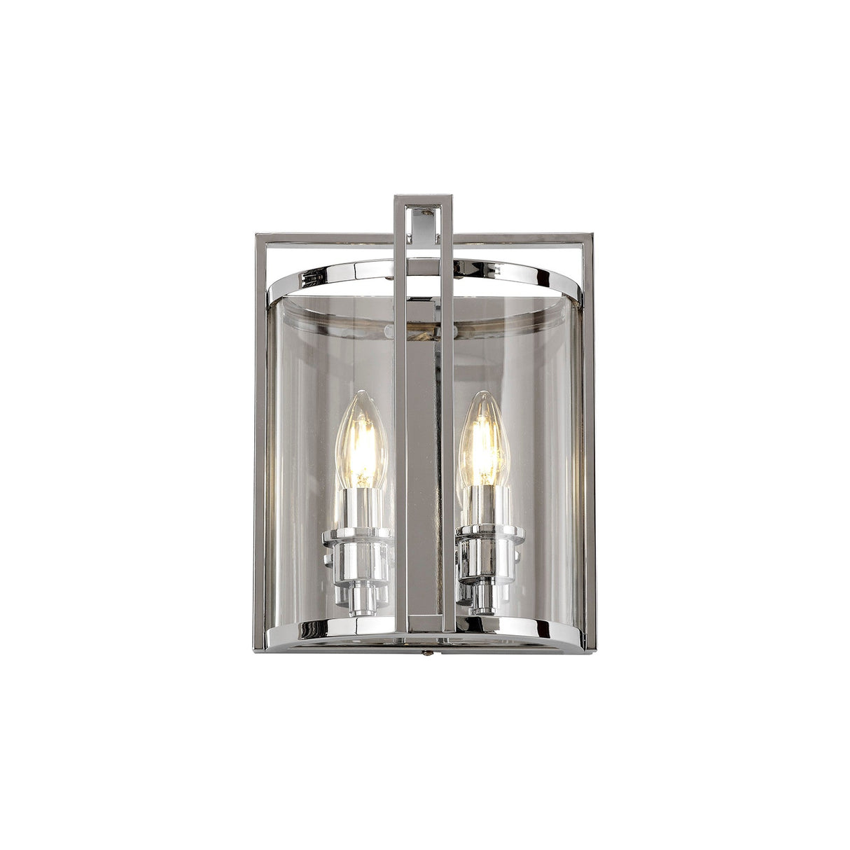Eaton 2 Light Glass Wall Light - Polished Chrome