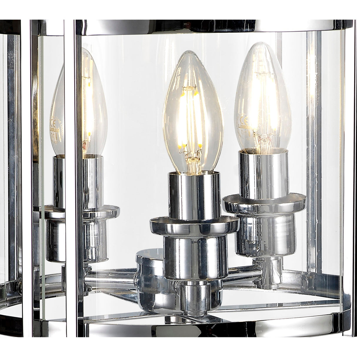 Eaton 3 Light Table Lamp - Polished Chrome With Glass