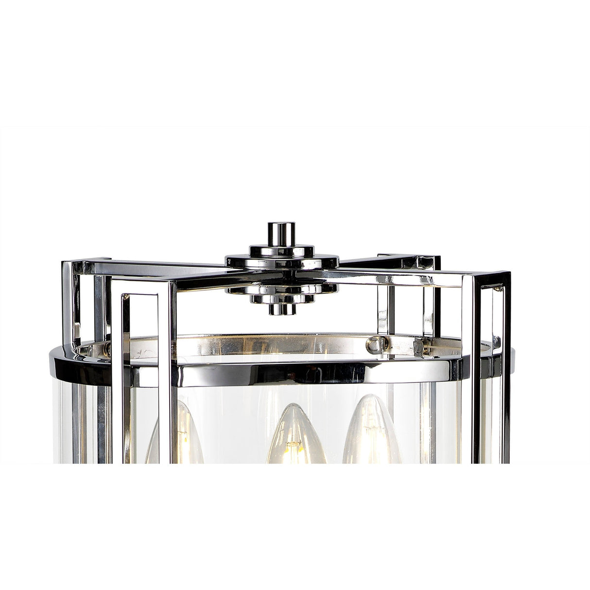 Eaton 3 Light Table Lamp - Polished Chrome With Glass