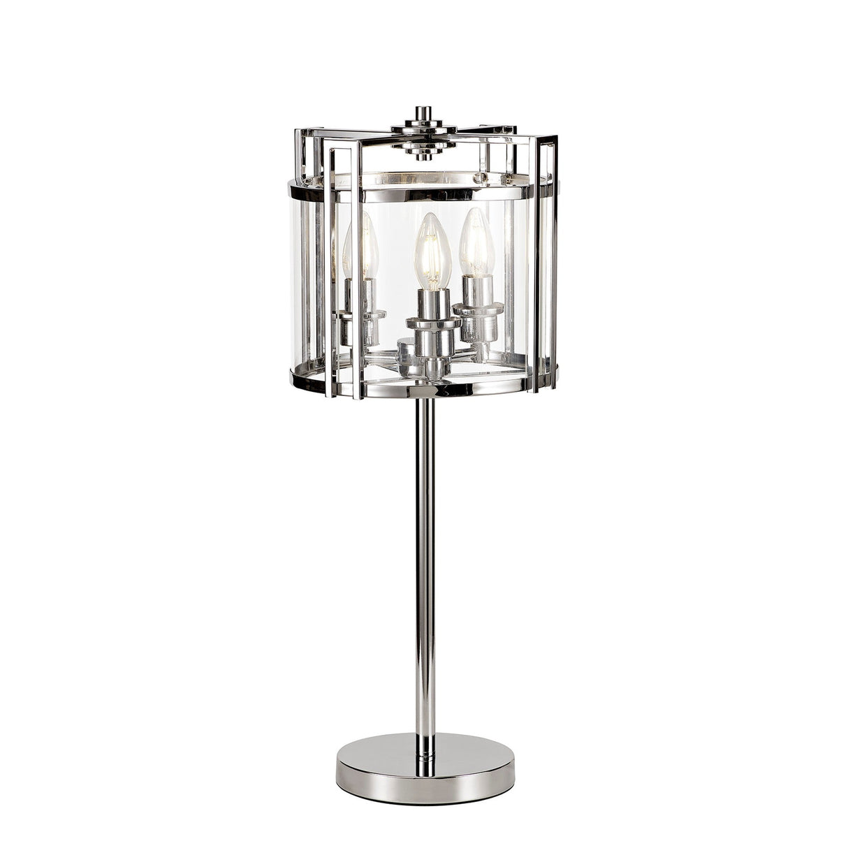 Eaton 3 Light Table Lamp - Polished Chrome With Glass