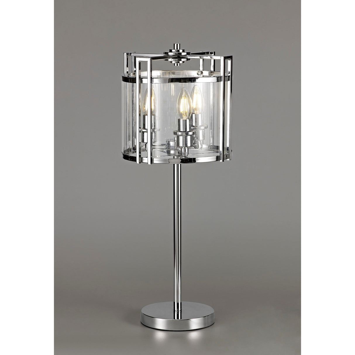Eaton 3 Light Table Lamp - Polished Chrome With Glass