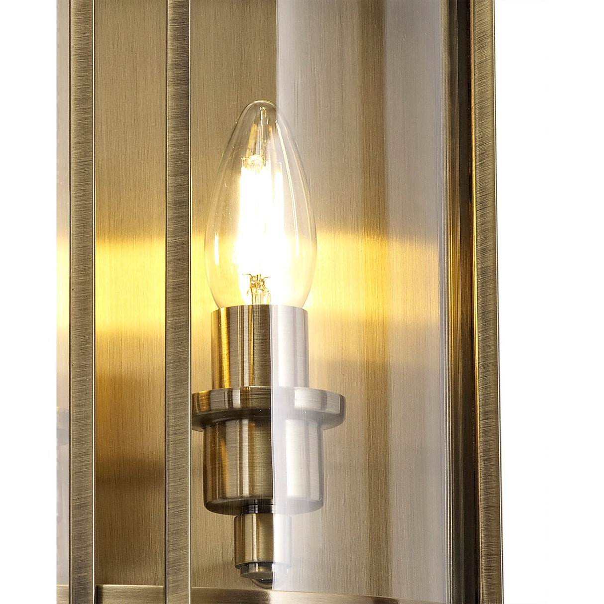 Eaton 2 Light Glass Wall Light - Antique Brass