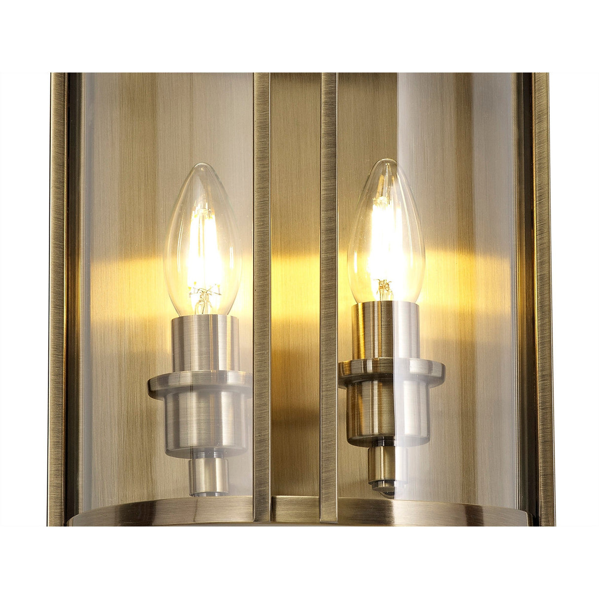Eaton 2 Light Glass Wall Light - Antique Brass