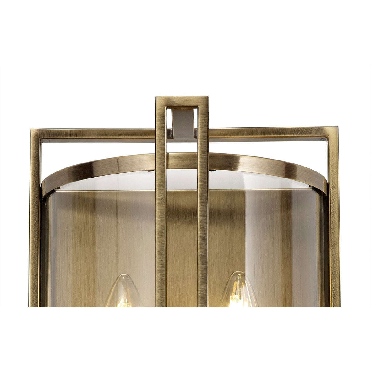 Eaton 2 Light Glass Wall Light - Antique Brass