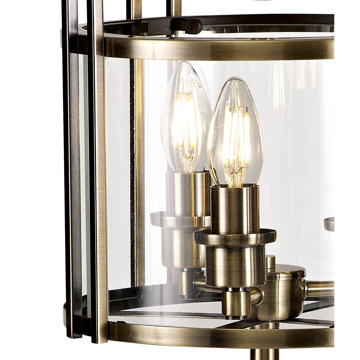 Eaton 3 Light Table Lamp - Antique Brass With Glass
