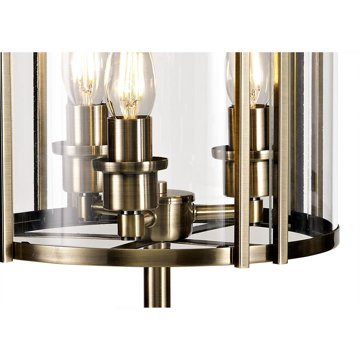 Eaton 3 Light Table Lamp - Antique Brass With Glass