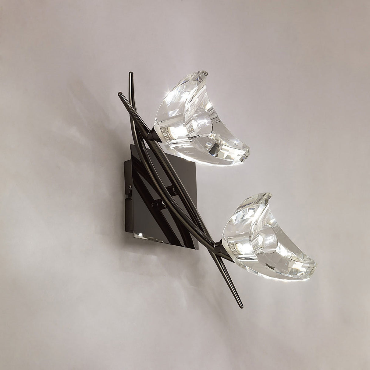 Eclipse 2 Light Wall Light - Black Chrome