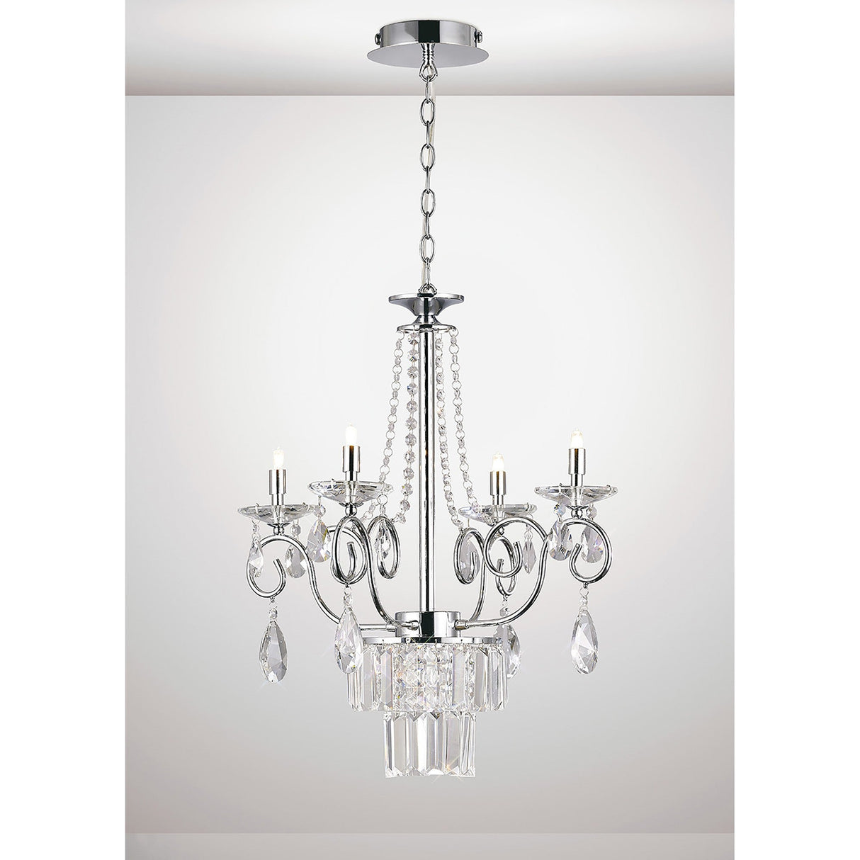Eden 55cm 4 Light Crystal Chandelier - Polished Chrome