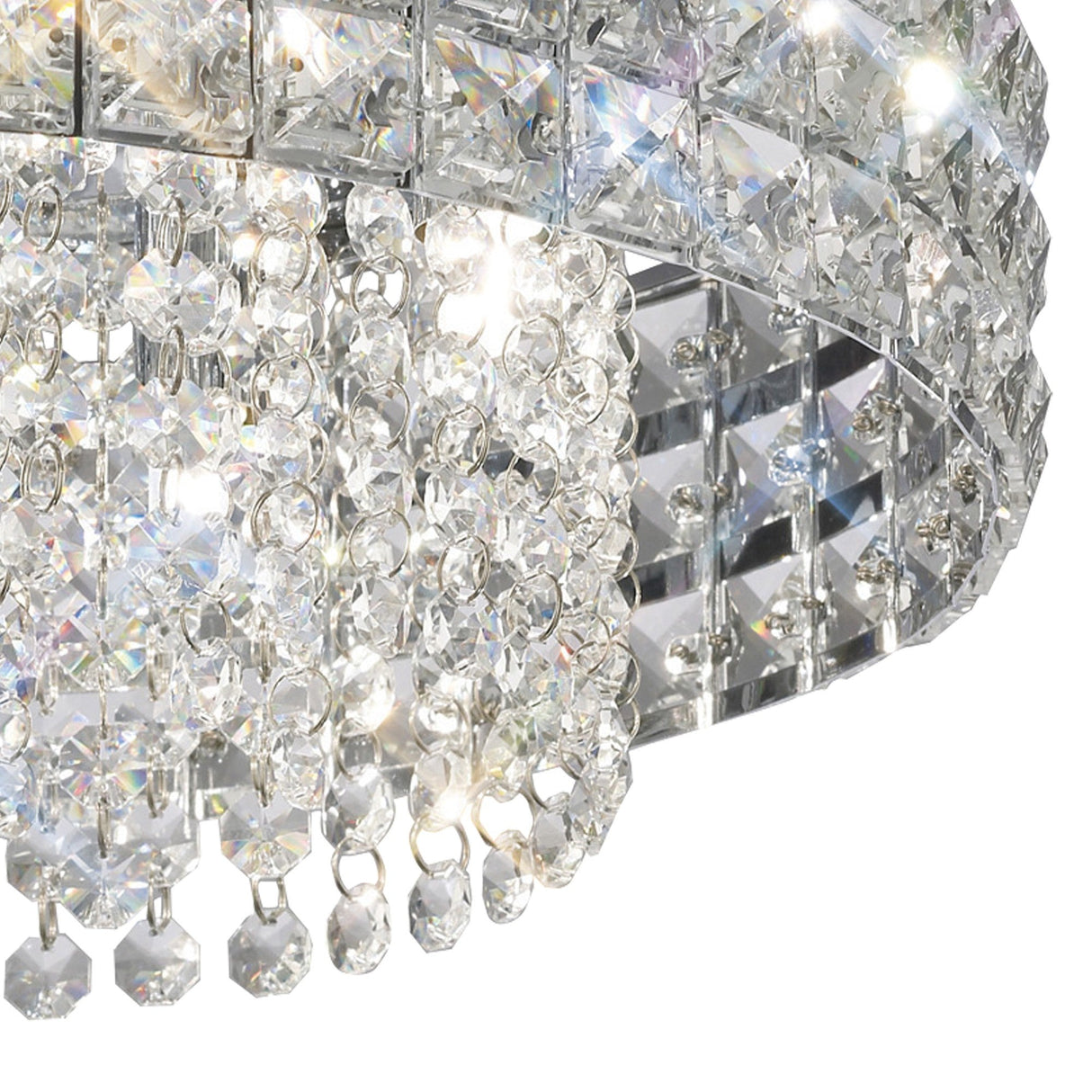Edison 7 Light Crystal Flush Ceiling Light - Polished Chrome