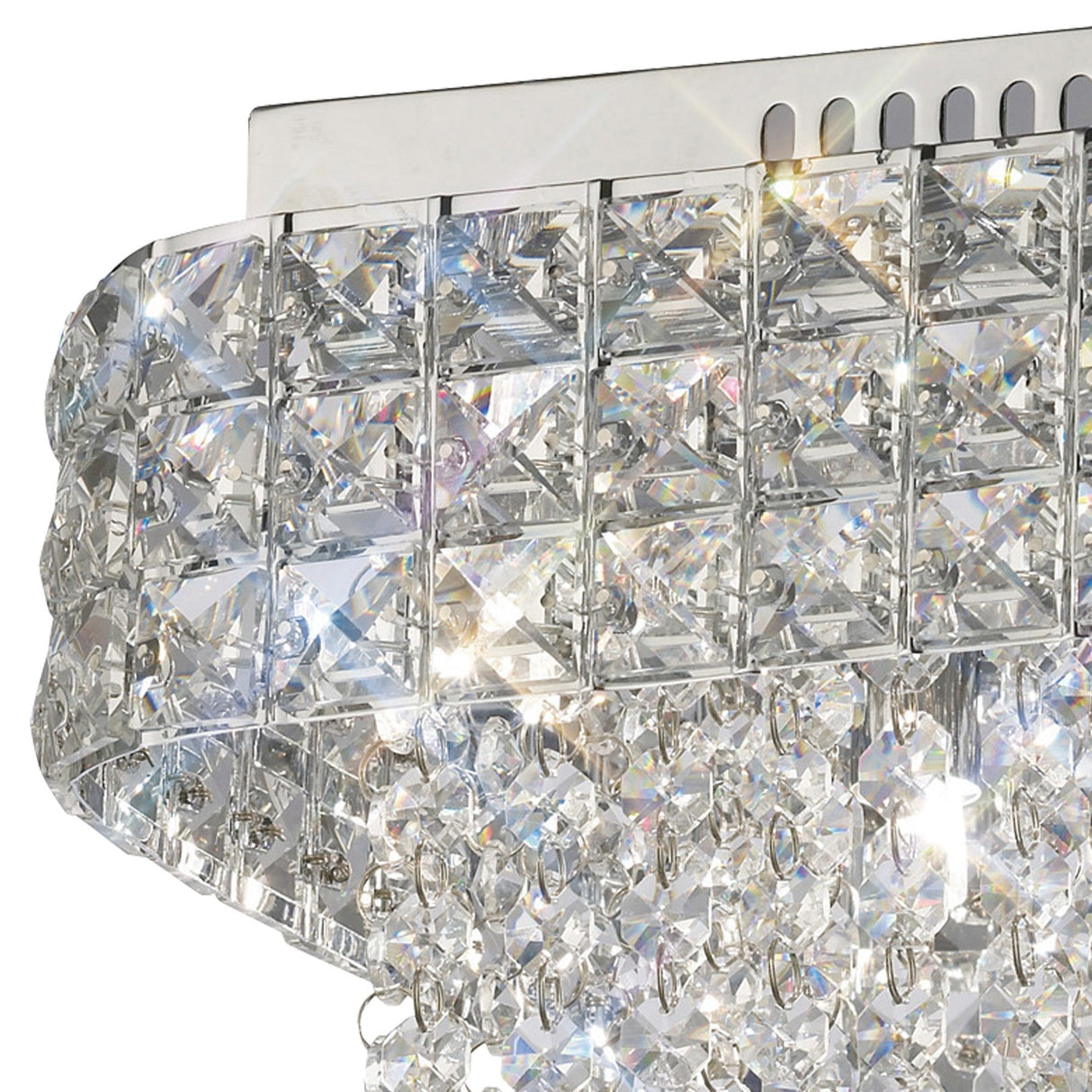 Edison 4 Light Crystal Flush Ceiling Light - Polished Chrome