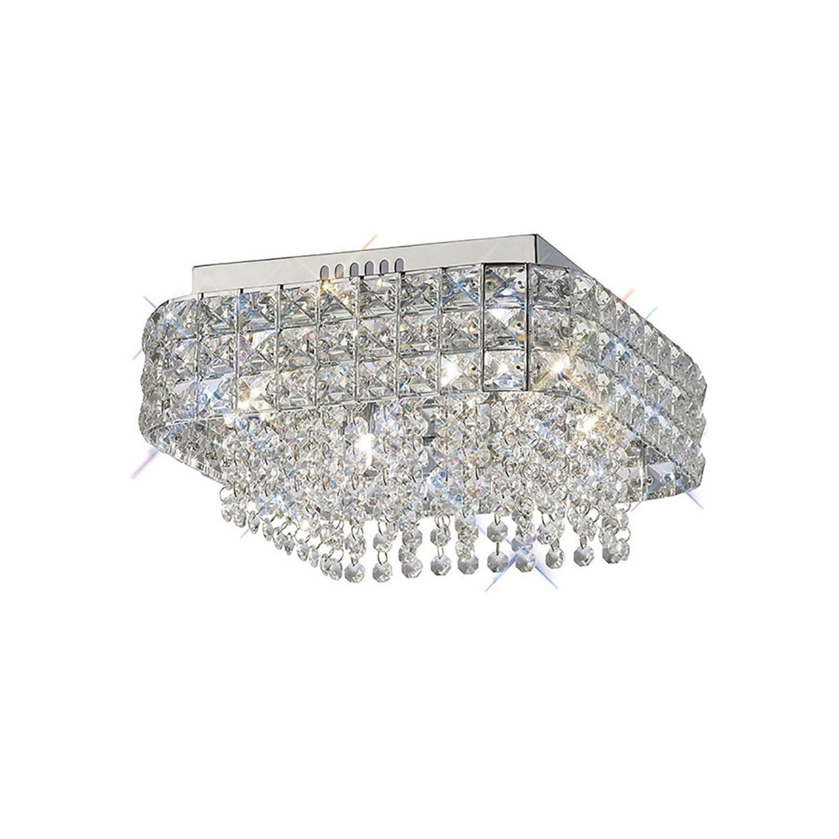 Edison 4 Light Crystal Flush Ceiling Light - Polished Chrome