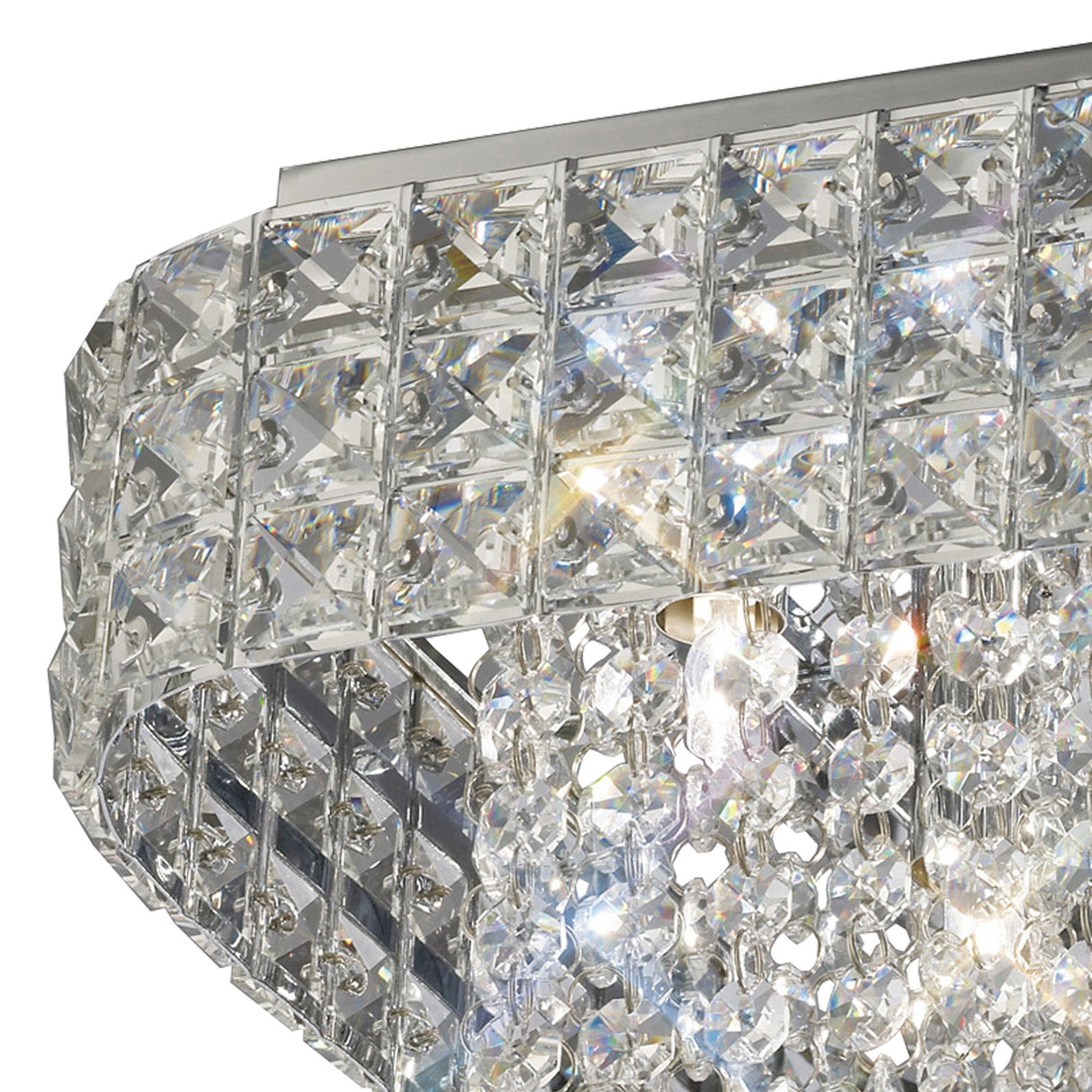 Edison 9 Light Crystal Flush Ceiling Light - Polished Chrome