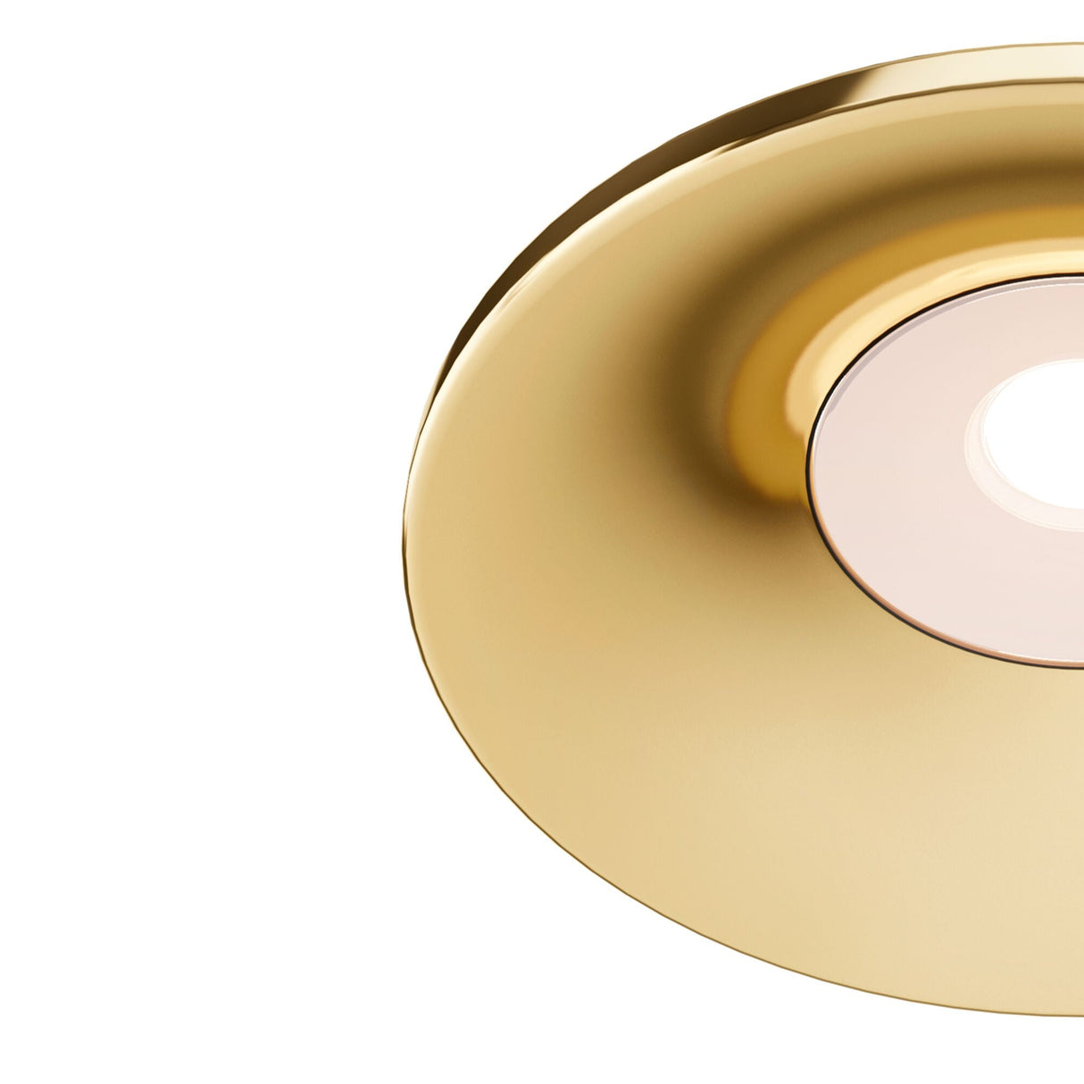 Elegant close-up of the Barret Single Fixed Round Recessed Downlight in gold, showcasing its luxurious finish.