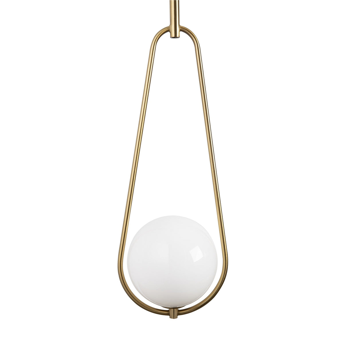 Close-up of Bumble Pendant Light in Brass, emphasizing the elegant brass craftsmanship and modern look.