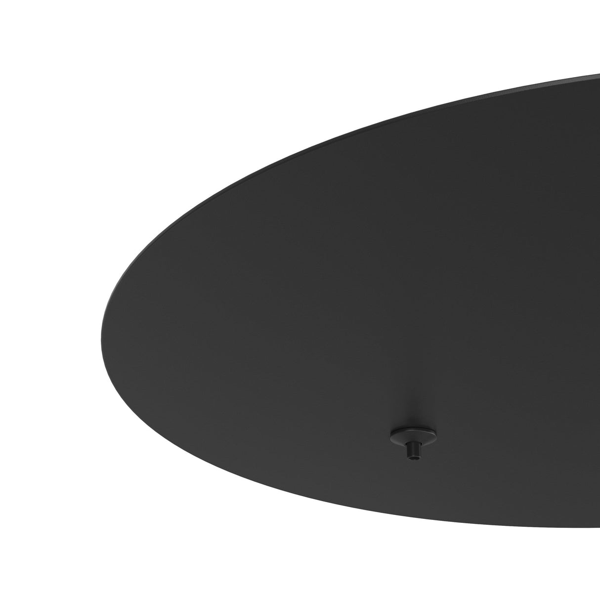 The Rim Cluster Canopy 2 Light Round in black is a circular overhead light with a matte finish and a central attachment, set against a plain white background. Its minimalist design gives this modern ceiling accessory a sleek, contemporary look.