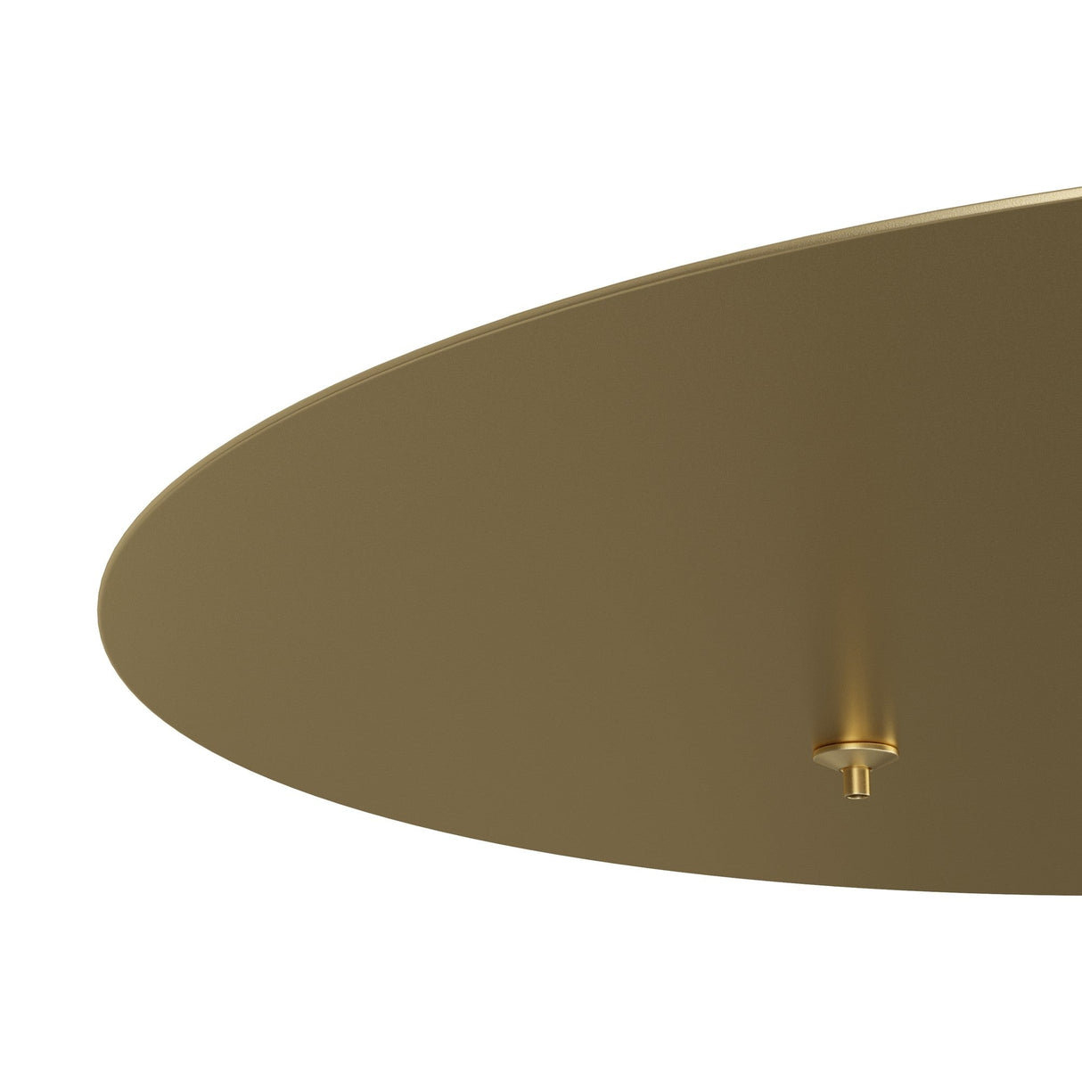The Rim Cluster Canopy 3 Light Round - Brass is a gold-colored ceiling light with a sleek brass canopy and central toggle switch, boasting a smooth metallic texture for elegant interior lighting.