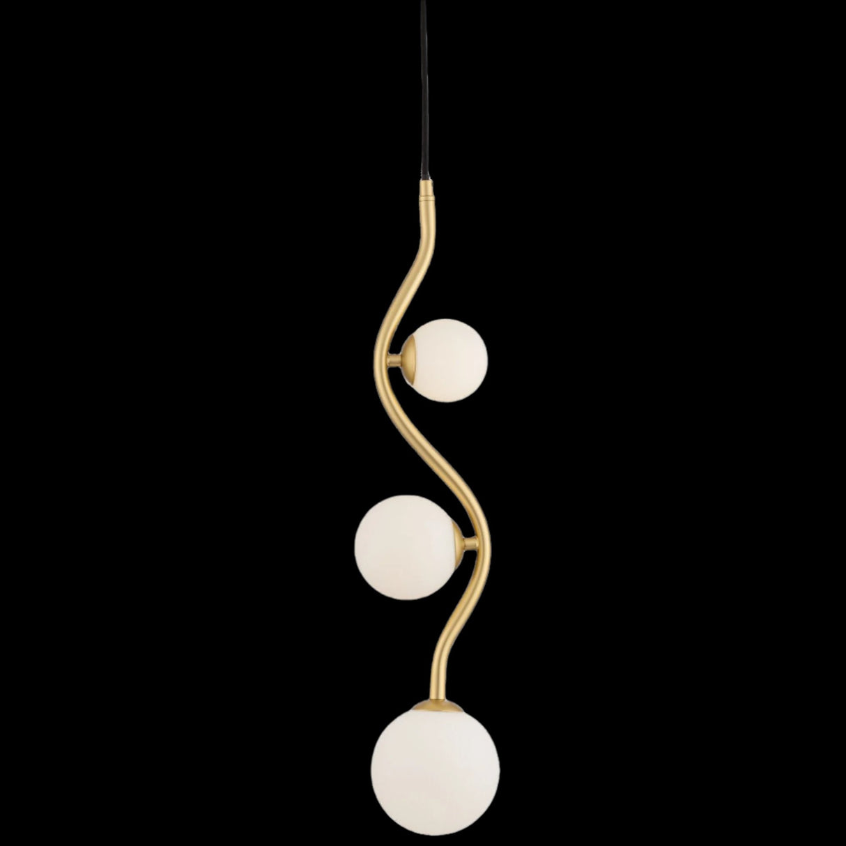 Close-up of Uva 3 light pendant in gold, showcasing its intricate craftsmanship and frosted glass finish.