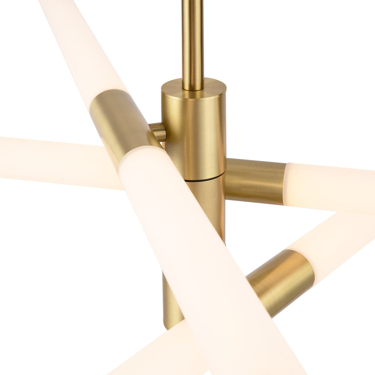 Axis chandelier detail in gold and white, ideal for adding an elegant statement to upscale interiors.