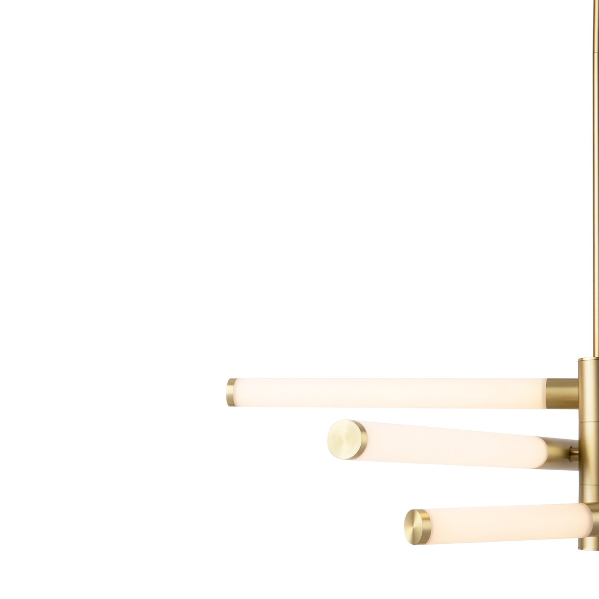 Element detail of Axis LED Chandelier in Gold, highlighting the luxurious finish and unique design.