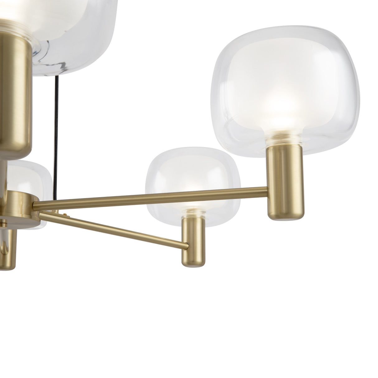 Additional element view of Vision 6 Light Chandelier, emphasizing gold finish and layered glass design