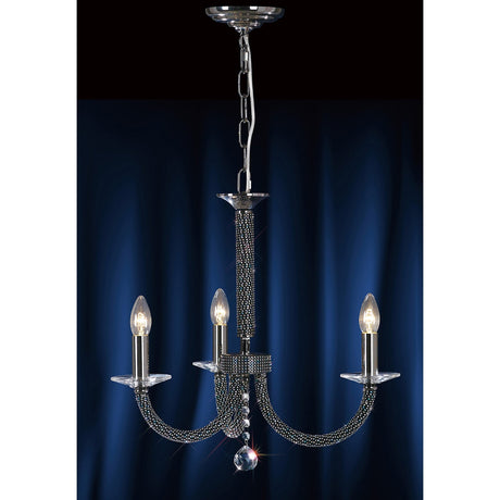 Elena 52cm 3 Light Crystal Chandelier - Black Chrome